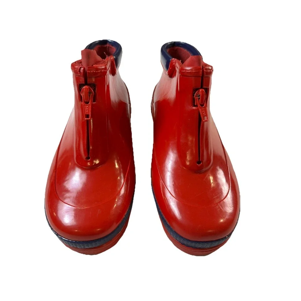 Sorel Little Drizzle Short Rain Boots Lil‎ Kids Sz 3 Red Rubber Front Zip Unisex